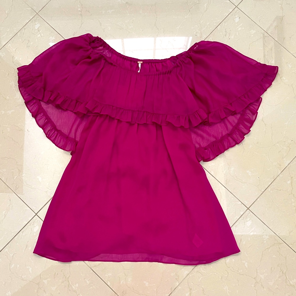 Free People dark fuchsia chiffon overlay top brand new